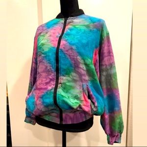 Silk, tie-dye flight jacket